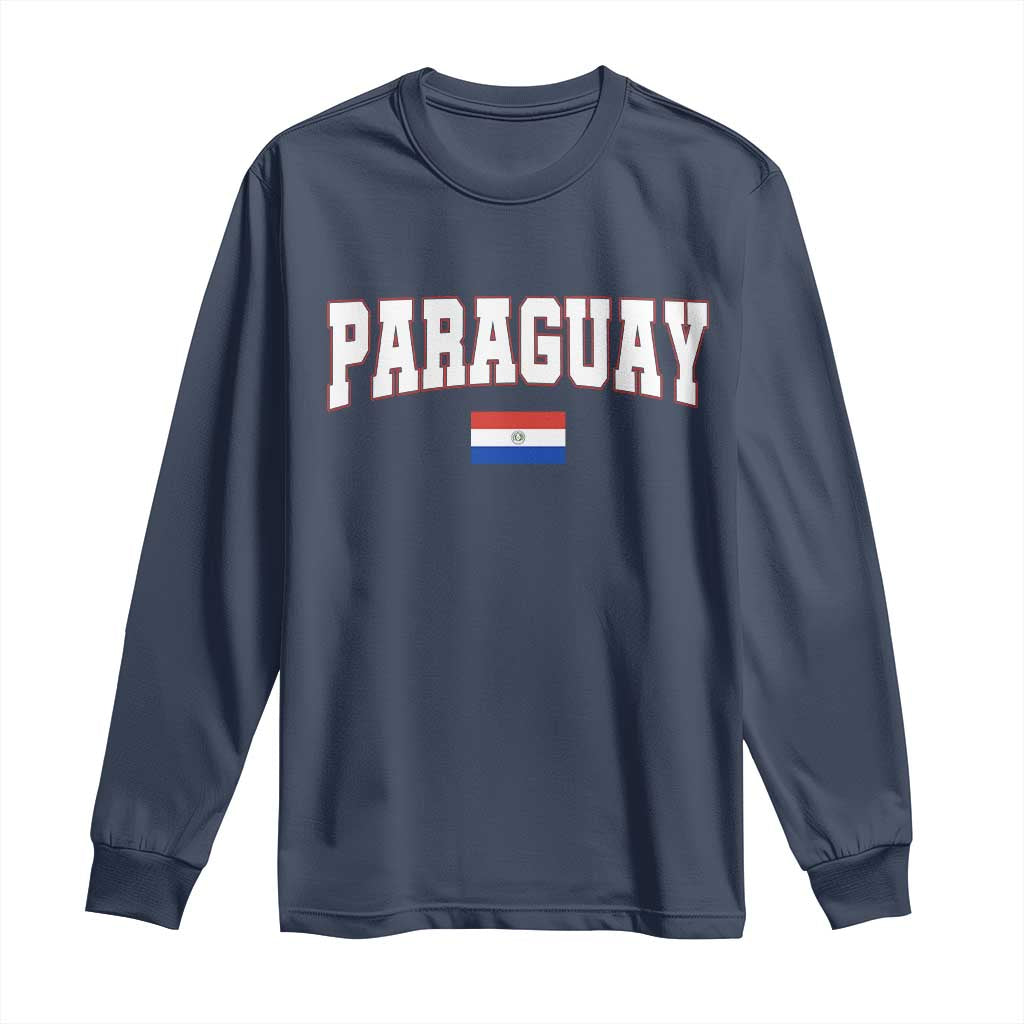 Paraguay Retro Athletic Varsity Style Long Sleeve Shirt Paraguaya Flag Country Pride Heritage