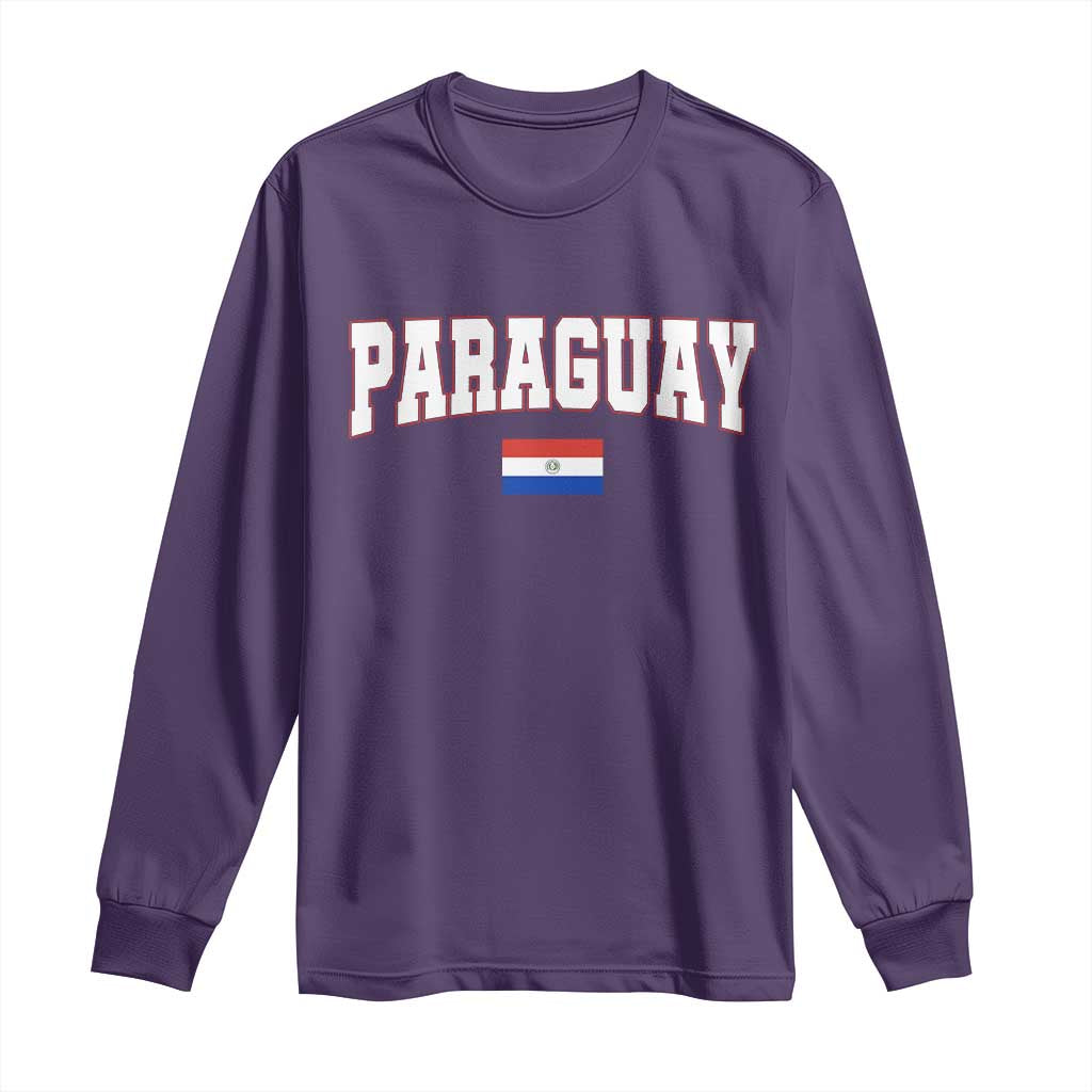 Paraguay Retro Athletic Varsity Style Long Sleeve Shirt Paraguaya Flag Country Pride Heritage