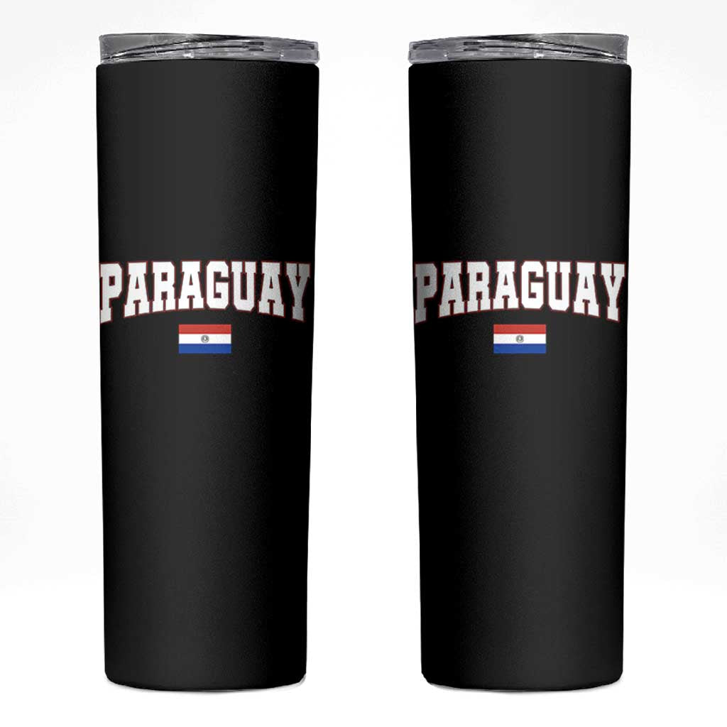Paraguay Retro Athletic Varsity Style Skinny Tumbler Paraguaya Flag Country Pride Heritage