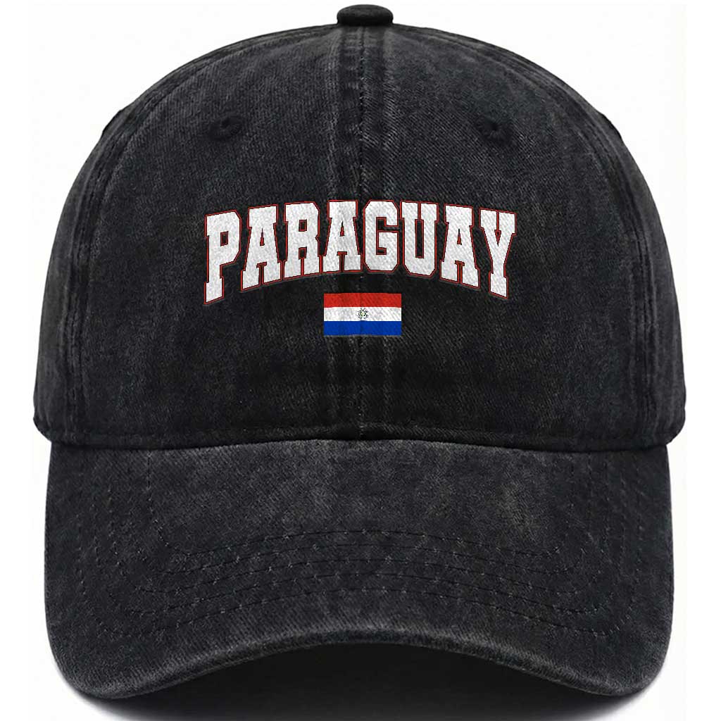 Paraguay Retro Athletic Varsity Style Washed Cotton Baseball Cap Paraguaya Flag Country Pride Heritage