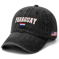 Paraguay Retro Athletic Varsity Style Washed Cotton Baseball Cap Paraguaya Flag Country Pride Heritage