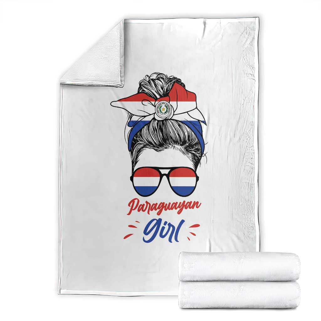 Proud Paraguayan Girl Messy Bun Bandana Aviator Sunglasses Throw Blanket Paraguay Heritage Roots HispanicLatina Pride