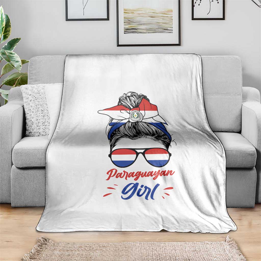 Proud Paraguayan Girl Messy Bun Bandana Aviator Sunglasses Throw Blanket Paraguay Heritage Roots HispanicLatina Pride