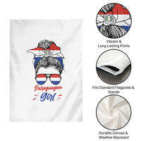 Proud Paraguayan Girl Messy Bun Bandana Aviator Sunglasses Garden Flag Paraguay Heritage Roots HispanicLatina Pride