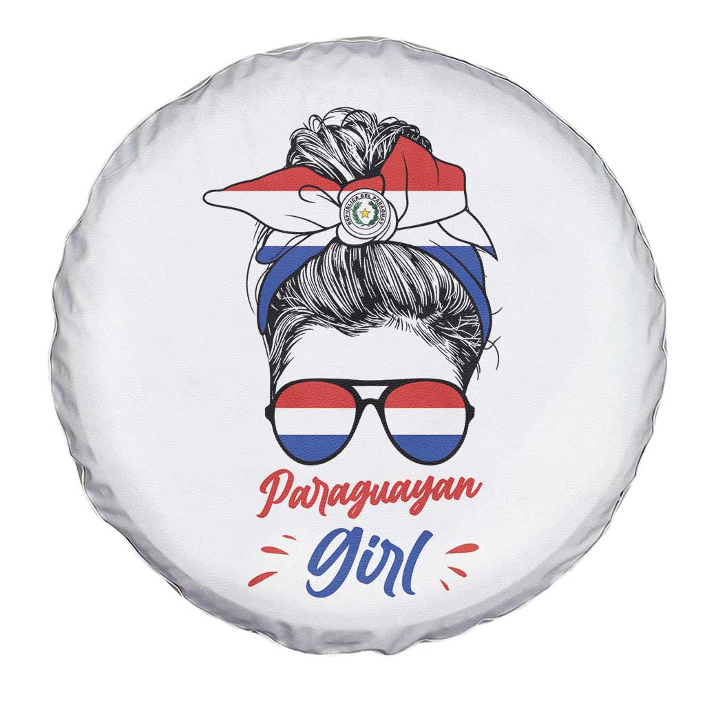 Proud Paraguayan Girl Messy Bun Bandana Aviator Sunglasses Spare Tire Cover Paraguay Heritage Roots HispanicLatina Pride