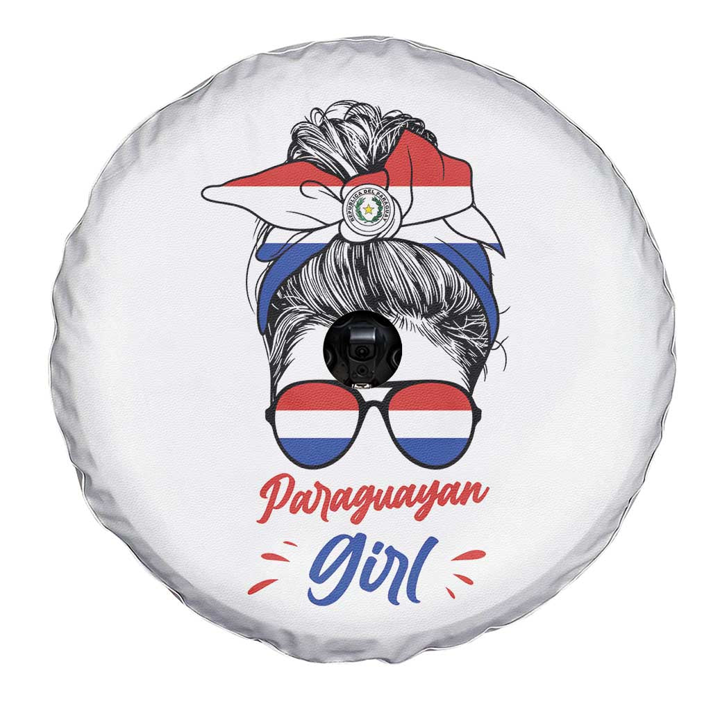 Proud Paraguayan Girl Messy Bun Bandana Aviator Sunglasses Spare Tire Cover Paraguay Heritage Roots HispanicLatina Pride