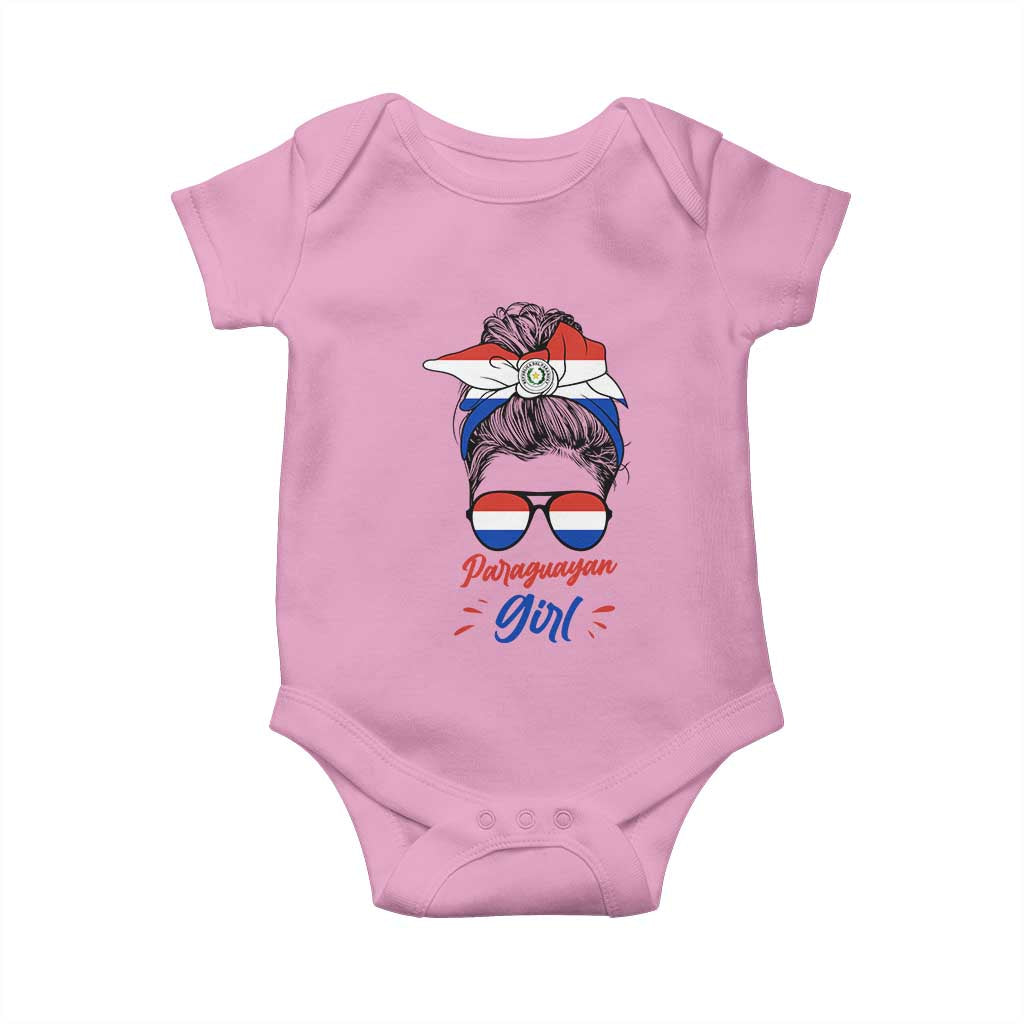 Proud Paraguayan Girl Messy Bun Bandana Aviator Sunglasses Baby Onesie Paraguay Heritage Roots HispanicLatina Pride