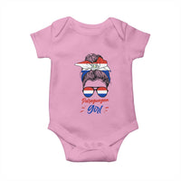 Proud Paraguayan Girl Messy Bun Bandana Aviator Sunglasses Baby Onesie Paraguay Heritage Roots HispanicLatina Pride