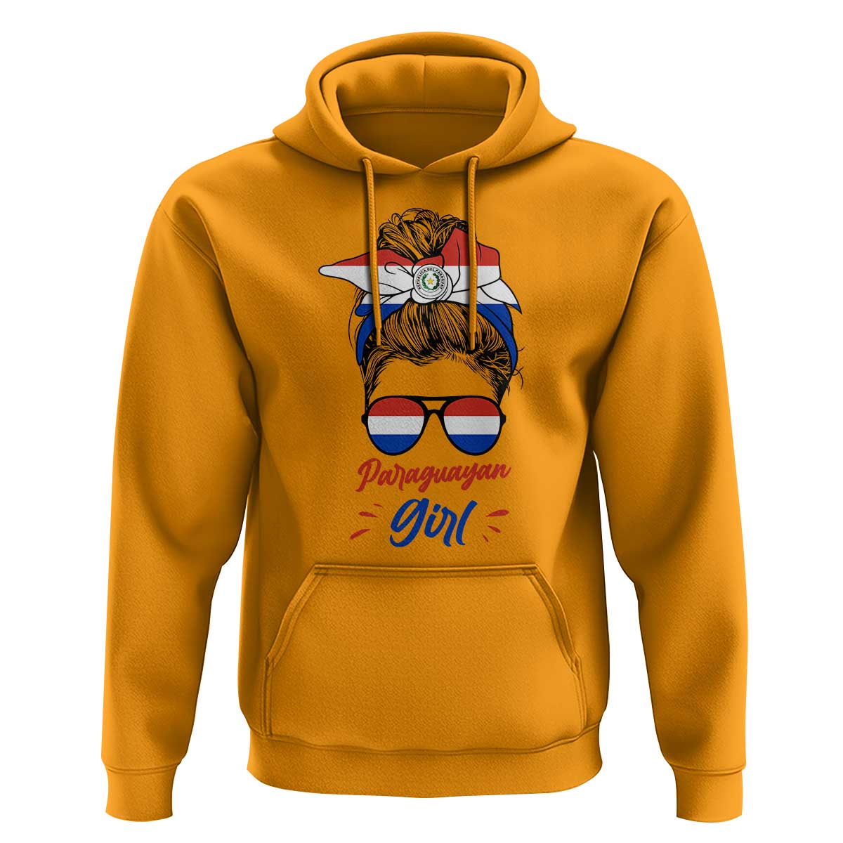 Proud Paraguayan Girl Messy Bun Bandana Aviator Sunglasses Hoodie Paraguay Heritage Roots HispanicLatina Pride