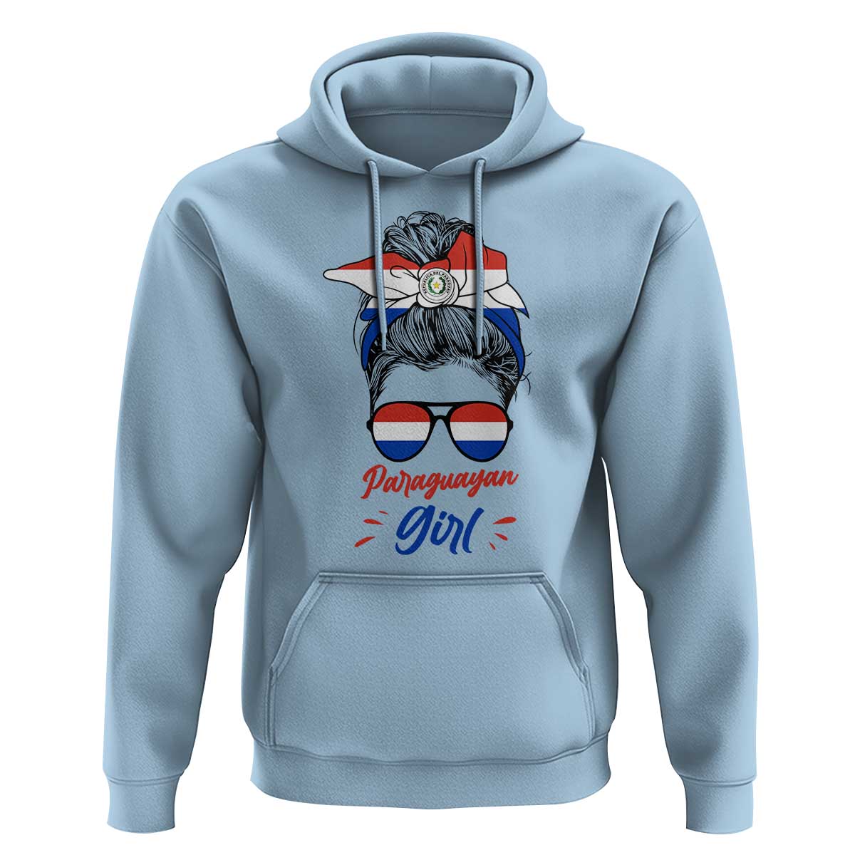Proud Paraguayan Girl Messy Bun Bandana Aviator Sunglasses Hoodie Paraguay Heritage Roots HispanicLatina Pride