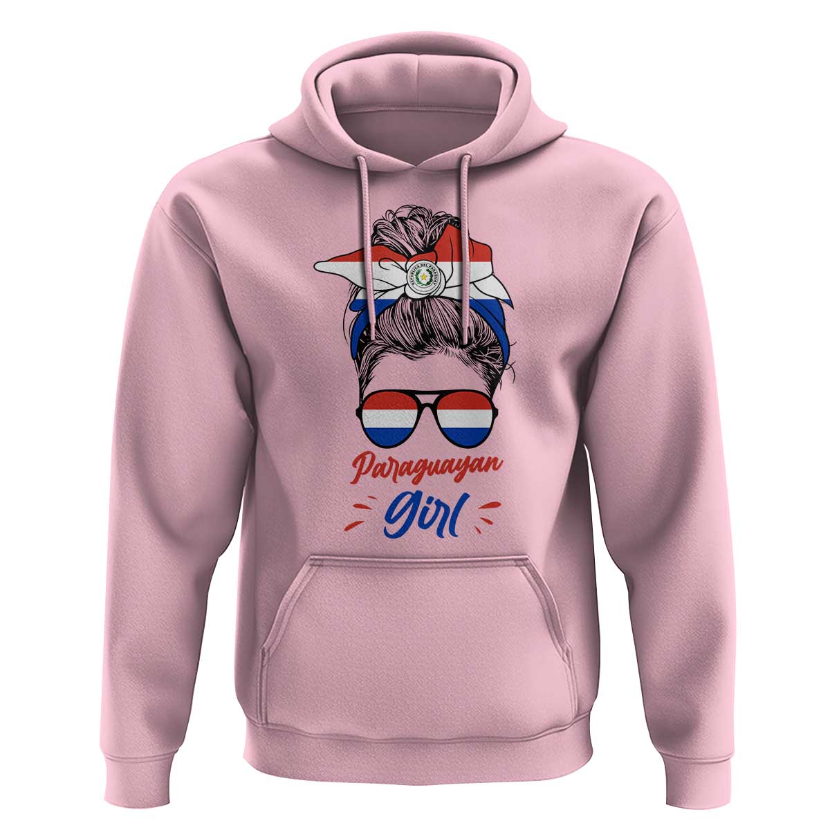 Proud Paraguayan Girl Messy Bun Bandana Aviator Sunglasses Hoodie Paraguay Heritage Roots HispanicLatina Pride