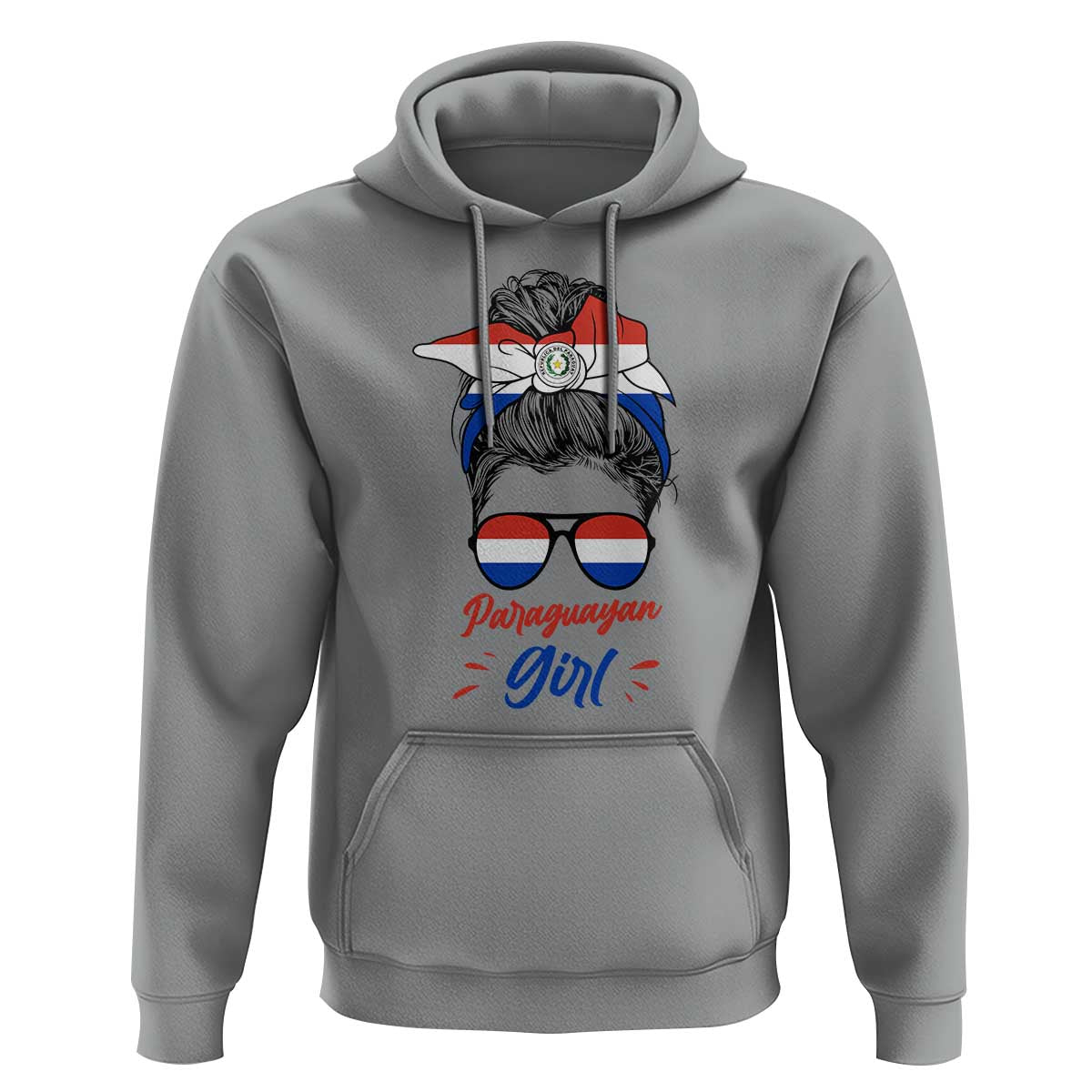 Proud Paraguayan Girl Messy Bun Bandana Aviator Sunglasses Hoodie Paraguay Heritage Roots HispanicLatina Pride