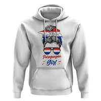 Proud Paraguayan Girl Messy Bun Bandana Aviator Sunglasses Hoodie Paraguay Heritage Roots HispanicLatina Pride