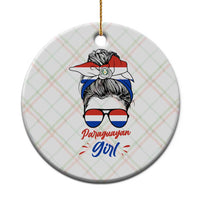 Proud Paraguayan Girl Messy Bun Bandana Aviator Sunglasses Ceramic Ornament Paraguay Heritage Roots HispanicLatina Pride