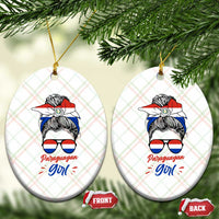 Proud Paraguayan Girl Messy Bun Bandana Aviator Sunglasses Ceramic Ornament Paraguay Heritage Roots HispanicLatina Pride