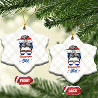 Proud Paraguayan Girl Messy Bun Bandana Aviator Sunglasses Ceramic Ornament Paraguay Heritage Roots HispanicLatina Pride