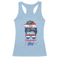 Proud Paraguayan Girl Messy Bun Bandana Aviator Sunglasses Racerback Tank Top Paraguay Heritage Roots HispanicLatina Pride