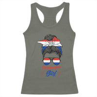 Proud Paraguayan Girl Messy Bun Bandana Aviator Sunglasses Racerback Tank Top Paraguay Heritage Roots HispanicLatina Pride