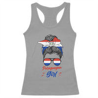 Proud Paraguayan Girl Messy Bun Bandana Aviator Sunglasses Racerback Tank Top Paraguay Heritage Roots HispanicLatina Pride