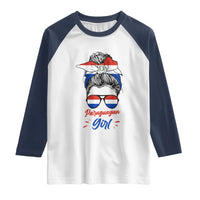 Proud Paraguayan Girl Messy Bun Bandana Aviator Sunglasses Raglan Shirt Paraguay Heritage Roots HispanicLatina Pride
