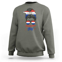 Proud Paraguayan Girl Messy Bun Bandana Aviator Sunglasses Sweatshirt Paraguay Heritage Roots HispanicLatina Pride