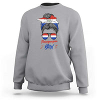Proud Paraguayan Girl Messy Bun Bandana Aviator Sunglasses Sweatshirt Paraguay Heritage Roots HispanicLatina Pride