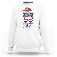 Proud Paraguayan Girl Messy Bun Bandana Aviator Sunglasses Sweatshirt Paraguay Heritage Roots HispanicLatina Pride