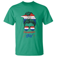 Proud Paraguayan Girl Messy Bun Bandana Aviator Sunglasses T Shirt Paraguay Heritage Roots HispanicLatina Pride