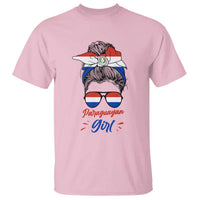 Proud Paraguayan Girl Messy Bun Bandana Aviator Sunglasses T Shirt Paraguay Heritage Roots HispanicLatina Pride
