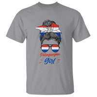 Proud Paraguayan Girl Messy Bun Bandana Aviator Sunglasses T Shirt Paraguay Heritage Roots HispanicLatina Pride