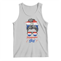 Proud Paraguayan Girl Messy Bun Bandana Aviator Sunglasses Tank Top Paraguay Heritage Roots HispanicLatina Pride