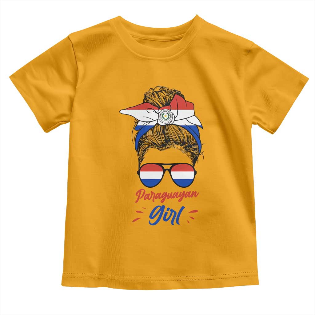 Proud Paraguayan Girl Messy Bun Bandana Aviator Sunglasses Toddler T Shirt Paraguay Heritage Roots HispanicLatina Pride