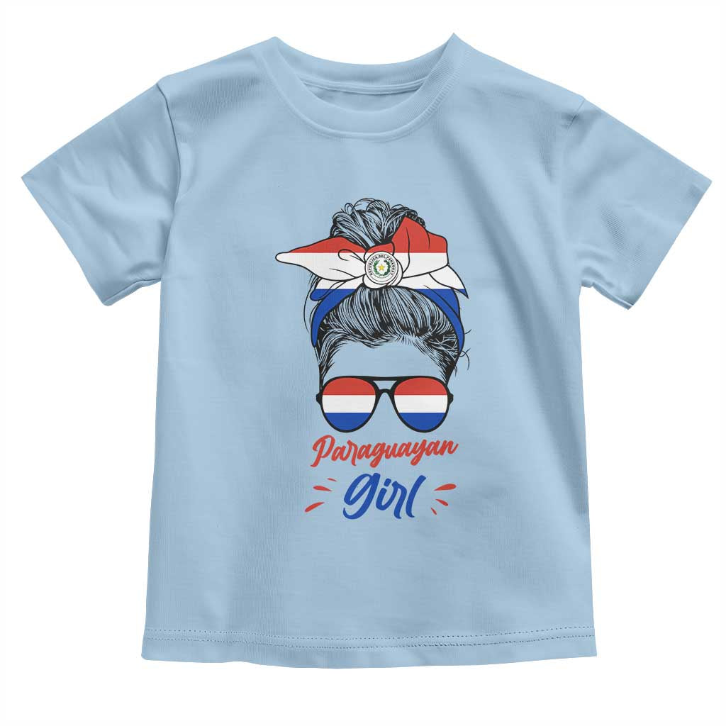 Proud Paraguayan Girl Messy Bun Bandana Aviator Sunglasses Toddler T Shirt Paraguay Heritage Roots HispanicLatina Pride