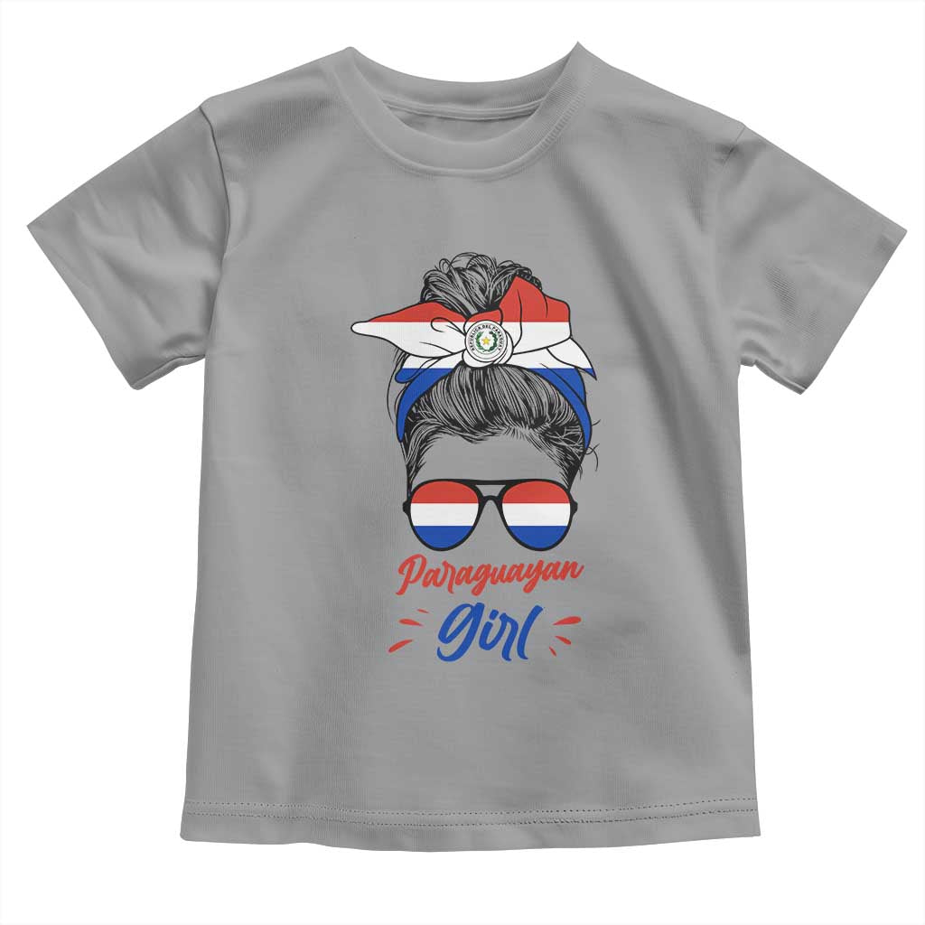 Proud Paraguayan Girl Messy Bun Bandana Aviator Sunglasses Toddler T Shirt Paraguay Heritage Roots HispanicLatina Pride