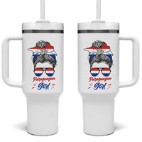 Proud Paraguayan Girl Messy Bun Bandana Aviator Sunglasses Tumbler With Handle Paraguay Heritage Roots HispanicLatina Pride