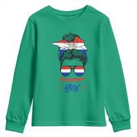 Proud Paraguayan Girl Messy Bun Bandana Aviator Sunglasses Youth Sweatshirt Paraguay Heritage Roots HispanicLatina Pride