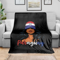 Proud Paraguayan Woman Melanin Curls Afro Latina Throw Blanket Paraguay Flag Roots Hispanic Heritage Pride
