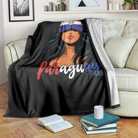 Proud Paraguayan Woman Melanin Curls Afro Latina Throw Blanket Paraguay Flag Roots Hispanic Heritage Pride