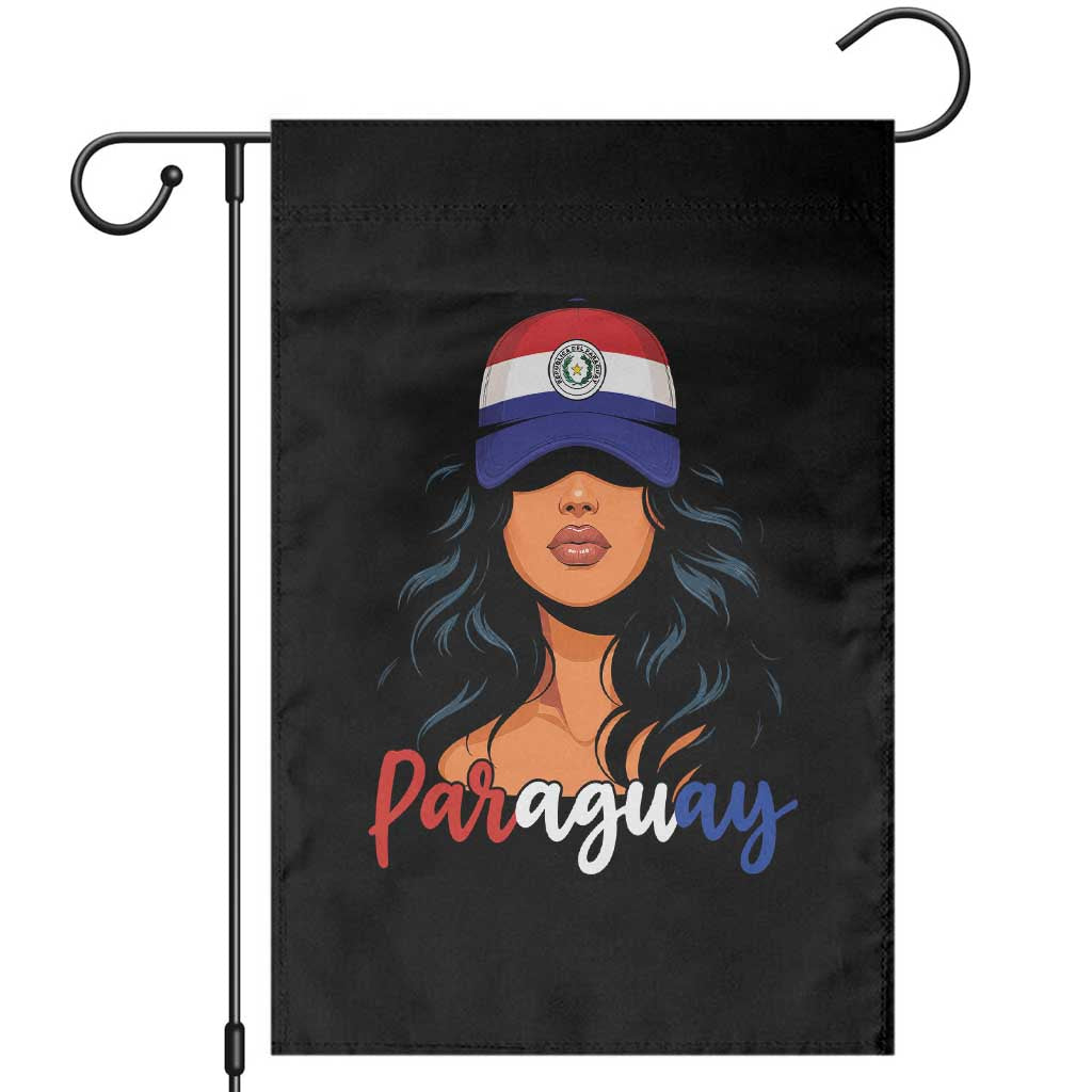Proud Paraguayan Woman Melanin Curls Afro Latina Garden Flag Paraguay Flag Roots Hispanic Heritage Pride