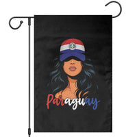 Proud Paraguayan Woman Melanin Curls Afro Latina Garden Flag Paraguay Flag Roots Hispanic Heritage Pride