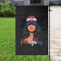 Proud Paraguayan Woman Melanin Curls Afro Latina Garden Flag Paraguay Flag Roots Hispanic Heritage Pride