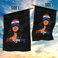 Proud Paraguayan Woman Melanin Curls Afro Latina Garden Flag Paraguay Flag Roots Hispanic Heritage Pride