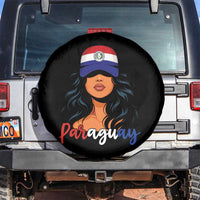Proud Paraguayan Woman Melanin Curls Afro Latina Spare Tire Cover Paraguay Flag Roots Hispanic Heritage Pride
