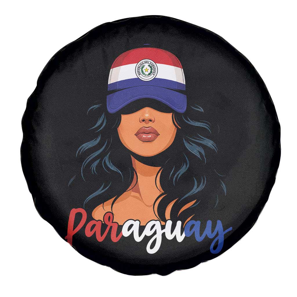 Proud Paraguayan Woman Melanin Curls Afro Latina Spare Tire Cover Paraguay Flag Roots Hispanic Heritage Pride