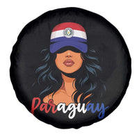 Proud Paraguayan Woman Melanin Curls Afro Latina Spare Tire Cover Paraguay Flag Roots Hispanic Heritage Pride