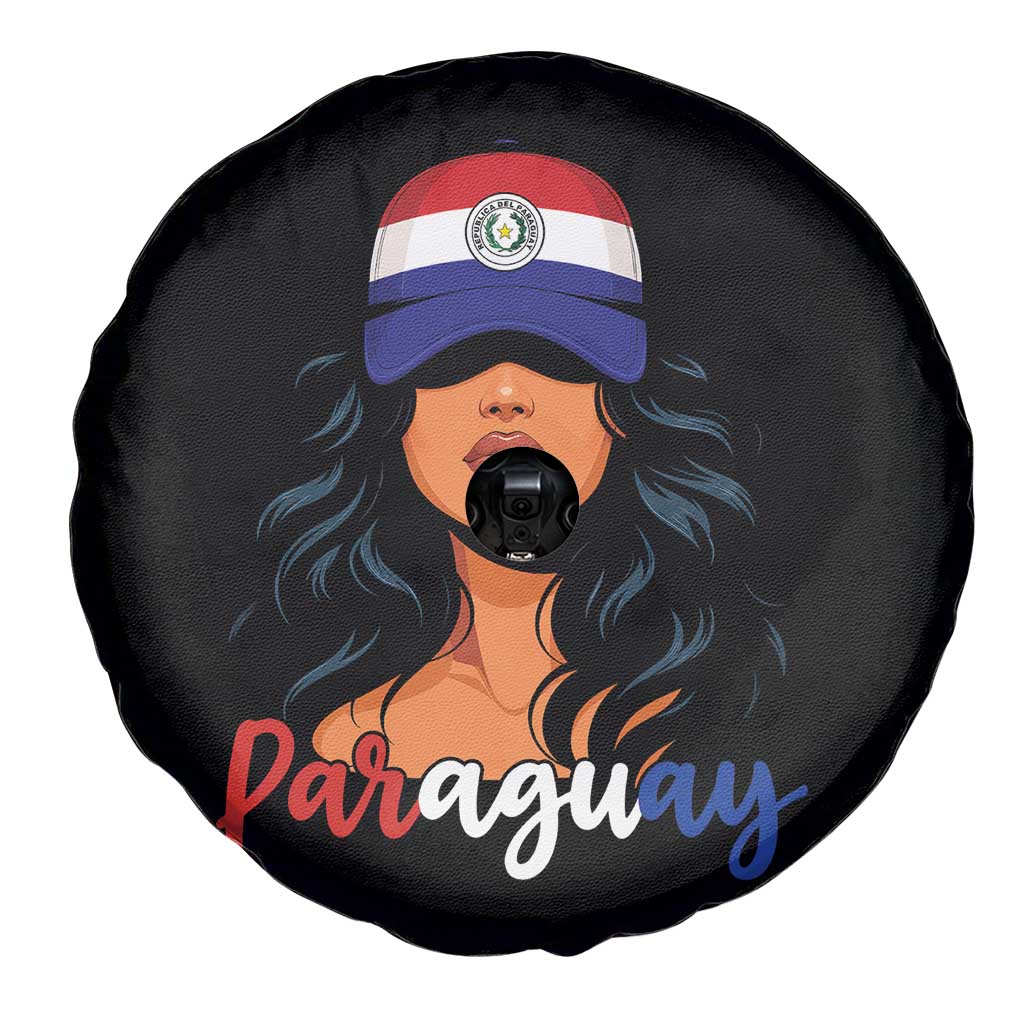 Proud Paraguayan Woman Melanin Curls Afro Latina Spare Tire Cover Paraguay Flag Roots Hispanic Heritage Pride