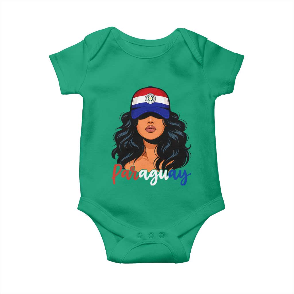 Proud Paraguayan Woman Melanin Curls Afro Latina Baby Onesie Paraguay Flag Roots Hispanic Heritage Pride