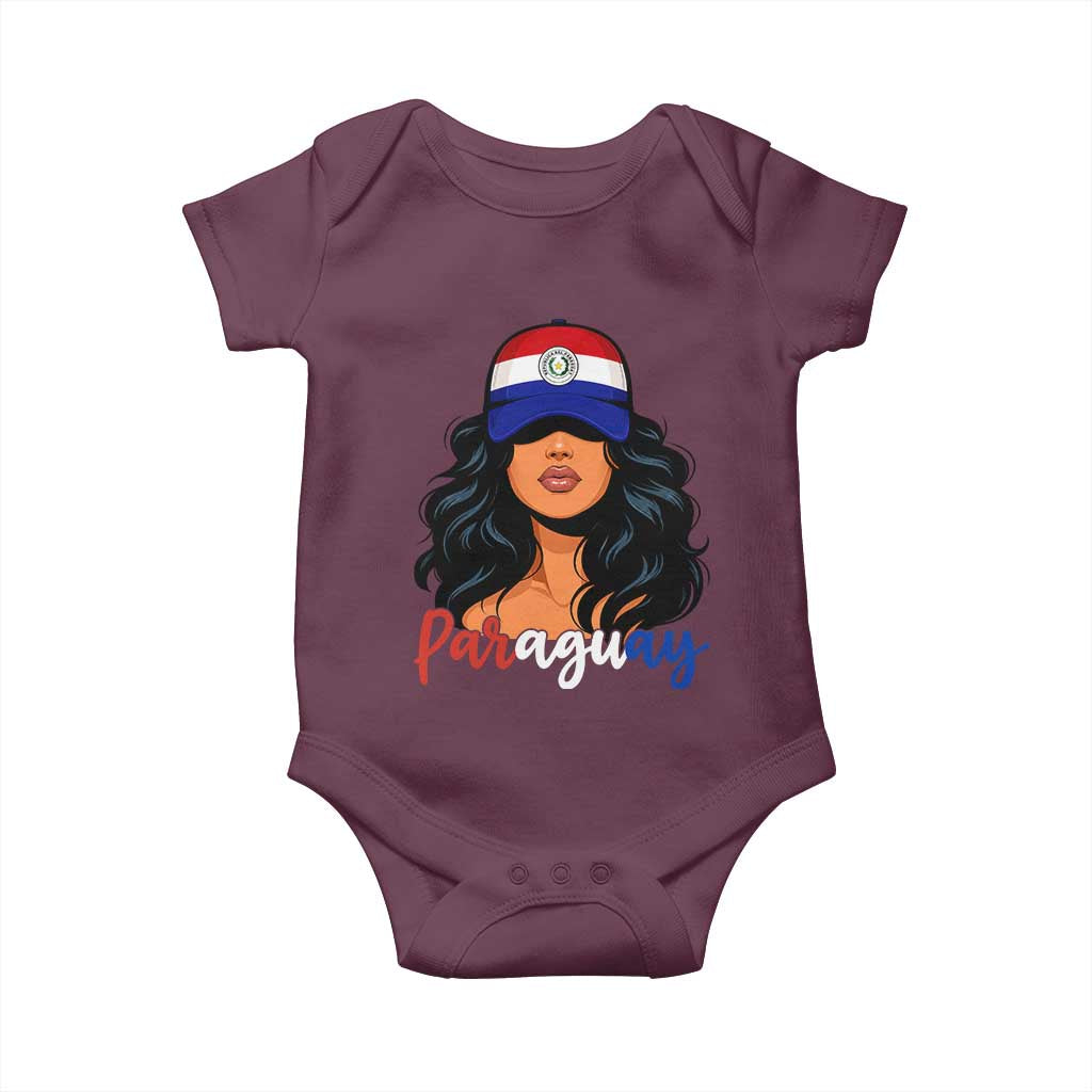 Proud Paraguayan Woman Melanin Curls Afro Latina Baby Onesie Paraguay Flag Roots Hispanic Heritage Pride