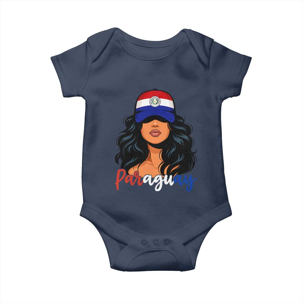 Proud Paraguayan Woman Melanin Curls Afro Latina Baby Onesie Paraguay Flag Roots Hispanic Heritage Pride