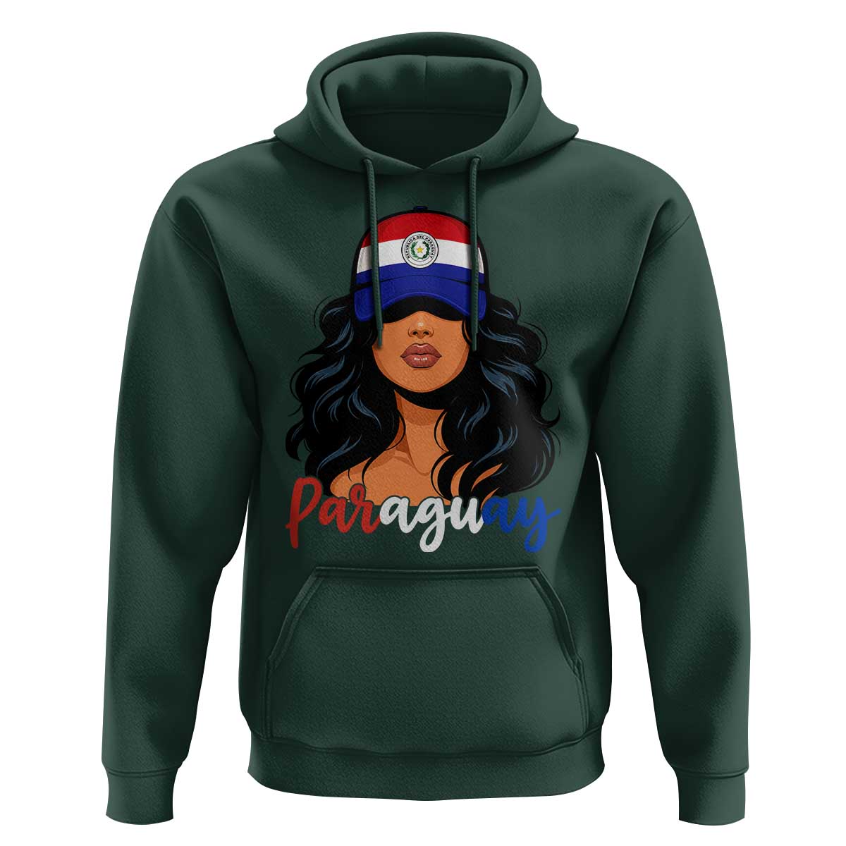 Proud Paraguayan Woman Melanin Curls Afro Latina Hoodie Paraguay Flag Roots Hispanic Heritage Pride